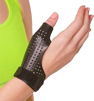 BraceAbility Hard Plastic Thumb Splint | Arthritis Treatment Brace to Immobilize & Stabilize CMC, Basal and MCP Joints for Trigger Thumb, Tendonitis Pain, Sprains (Medium - Right Hand)