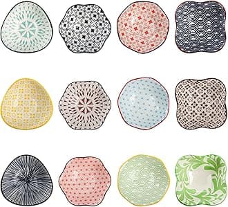 Frcctre Set of 12 Ceramic Dipping Sauce Bowls, 3 Oz Porcelain Pinch Bowls Soy Sauce Dish Set, Small Prep Bowl Condiments Dishes Side Dishes for Sauces Ketchup Appetizer Condiment BBQ