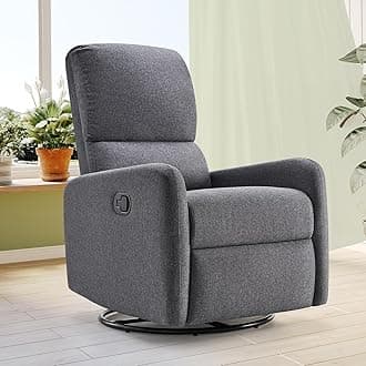 Jocisland Swivel Glider Rocking Recliner Chair for Adults, Nursery Rocker Reclining, Comfy Upholstered Single Sofa Armchair for Living Room Bedroom Nursing, Linen Gray (No Side Pockets)