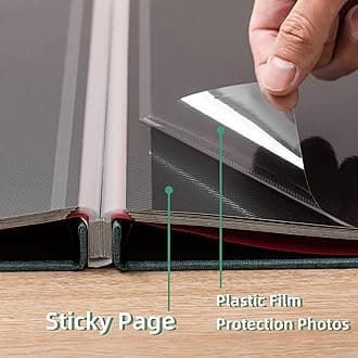 Large Photo Album Self Adhesive for 4x6 8x10 Magnetic Scrapbook Album DIY 60 Black Sticky Pages Linen Cover Photo Album(Dark Green)