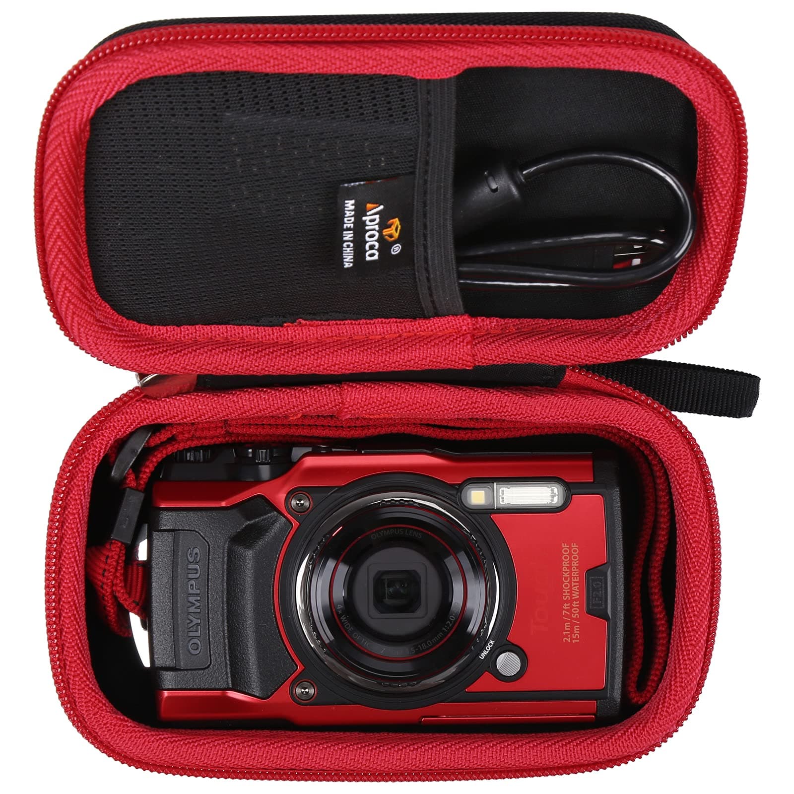 Camera Case Compatible with OM SYSTEM Olympus Tough TG-7 / TG-6 Digital Camera, Portable Storage Bag for Camera and Accessories (Case Only)