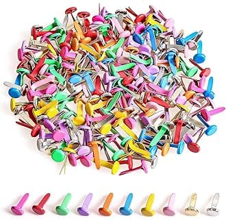 – moinkerin 200 Pcs Paper Fasteners Split Pins Crafts 0.3 x 0.55inch Mini Brads for Paper Crafts Multicolor Brad Fasteners for DIY,Crafting,Scrapbooking,Stamping Round Head fasteners for Office (8x14mm)