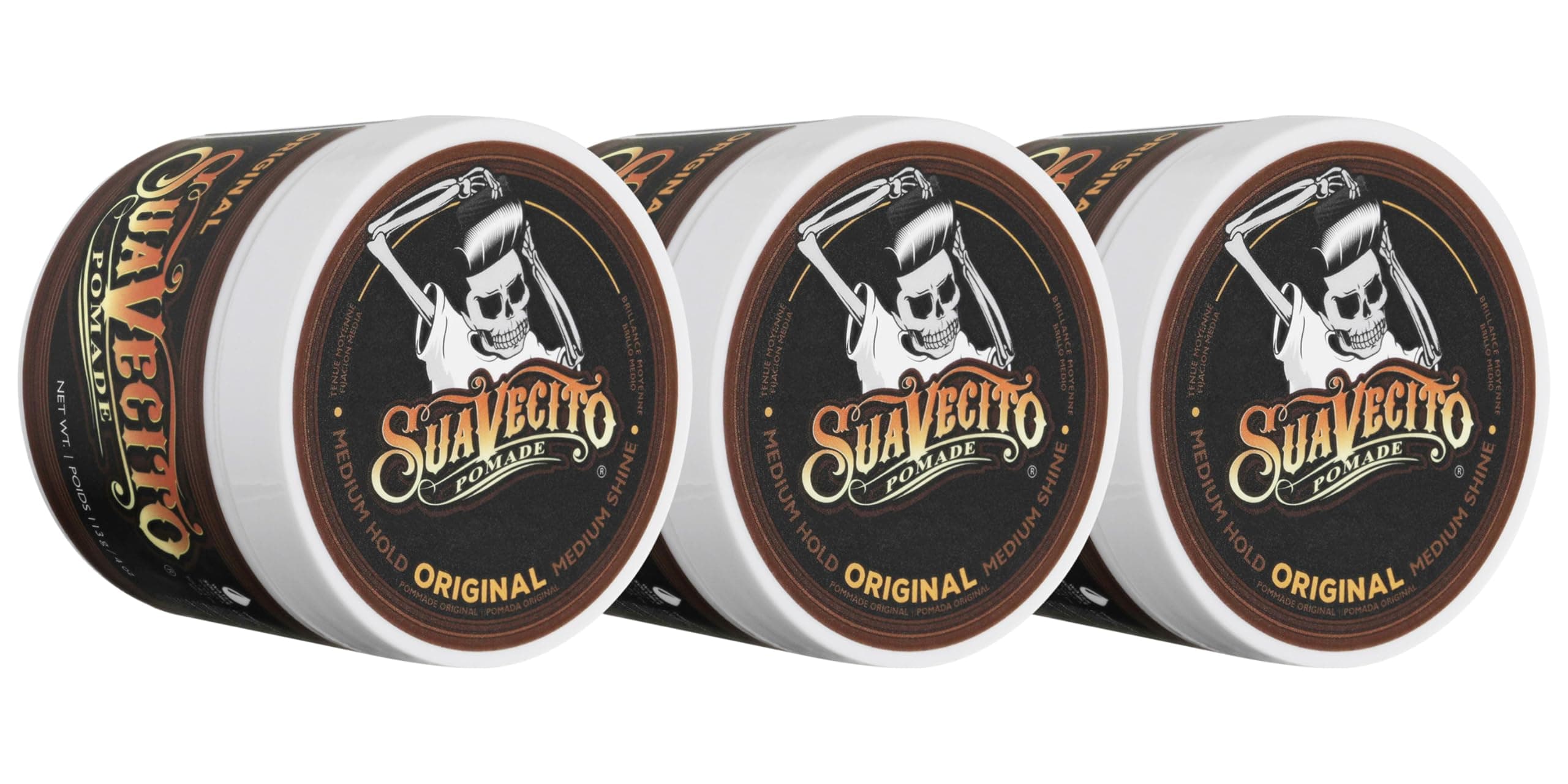 Pomade Original Hold 4 oz, 3 Pack - Medium Hold Hair Pomade For Men - Medium Shine Water Based Wax Like Flake Free Hair Gel - Easy To Wash Out - All Day Hold For All Hairstyles