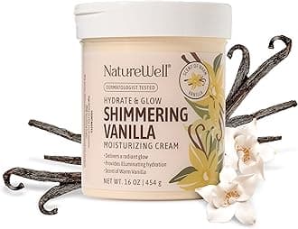 NATURE WELL Shimmering Vanilla Hydrate & Glow Moisturizing Cream For Face & Body, Intensely Nourishing & Softening, Delivers A Sparkling Radiance & Illuminating Hydration, Warm Vanilla Scent, 16 Oz