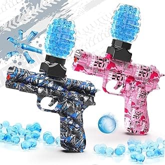 Gel Ball Blaster Guns 2 Pack, Small Manual Splat Orby Gun, Splatter Blaster for Adults, Outdoor Activities Shooting Games for Backyard, Garden& Lawn, for Ages 14+ Year Old