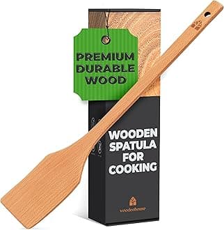 Long Wooden Spoon 17.5”– Crawfish Paddle, Wood Spatula for Cooking – Long Handled Beech Wood Spoon for Cajun Cooking, Mixing & Brewing – Heavy–Duty Flat Stir Paddles by Woodenhouse