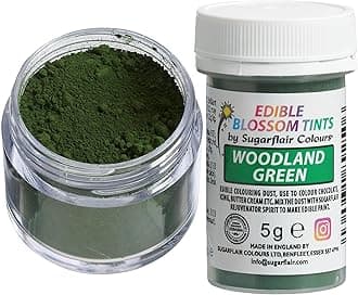 Sugarflair Food Colouring Powder Dust Woodland Green Blossom Tint, Use on Cake Decorations or Colour Sugarpaste, Fondant, Icing, Chocolate, Buttercream, Royal Icing, Macarons and More! - 5g