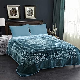 JML Fleece Blanket King Size, Heavy Korean Mink Blanket 85 X 95 Inches- 9 Lbs, Single Ply, Soft and Warm, Thick Raschel Printed Mink Blanket for Autumn,Winter,Bed,Home,Gifts, (Teal)