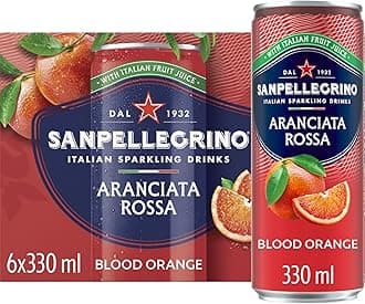 San Pellegrino Italian Sparkling Drinks Tastefully Light Sparkling Blood Orange Canned Soft Drink 6 x 330ml | 69 kCals per Can