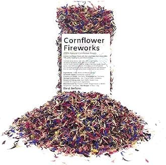 Edible Flower Sprinkles - Mesmerizing Cornflower Fireworks Petals - 100% Natural Centaurea Cyanus, Grown in Germany - Dried Colorful Cornflowers for Herbal Tea, Topping on Cupcakes, Desserts