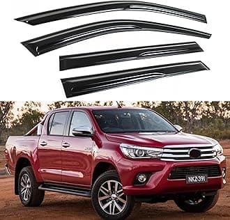 Window Visor Compatible with Toyota Hilux Double Cab 2005-2015, Rain Guard Tape-On Extra Durable Sun Wind Air Side Vent Window Deflector, 2006 2007 2008 2009 2010 2011 2012 2013 2014