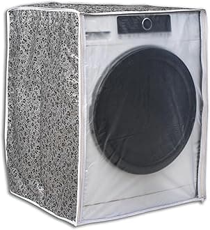 Classic® Front Load Washing Machine Cover Suitable for LG 8.5 Kg, 9 Kg, 9.5 Kg, 10 Kg, 10.5 Kg, 11 Kg, 11.5 Kg, 12 Kg (72cmsX63cmsX81cms, Black & Grey)