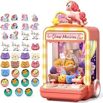 35 PCS Kids Claw Machine, Mini Candy Vending Grabber, Prize Dispenser Toys for Girls and Boys, Electronic Claw Game Machine for Party Birthdays with Lights Sound