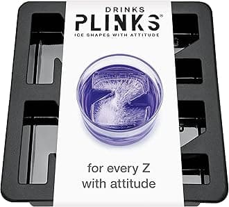 DRINKSPLINKS Z Silicone Ice Cube Tray - Large Ice Cube Mould with The Letter Z - Reusable Old Fashioned Cocktail Ice Mould for Ice Buckets for Parties, Wine, Champagne & Personalized Cocktail Glasses