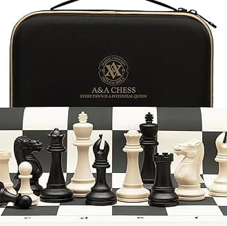 Tournament Chess Set / 20'' x 20'' Foldable Silicone Chess Board / 3.75'' King Height Plastic Quadruple Weighted Classic Staunton Pieces/Storage Bag