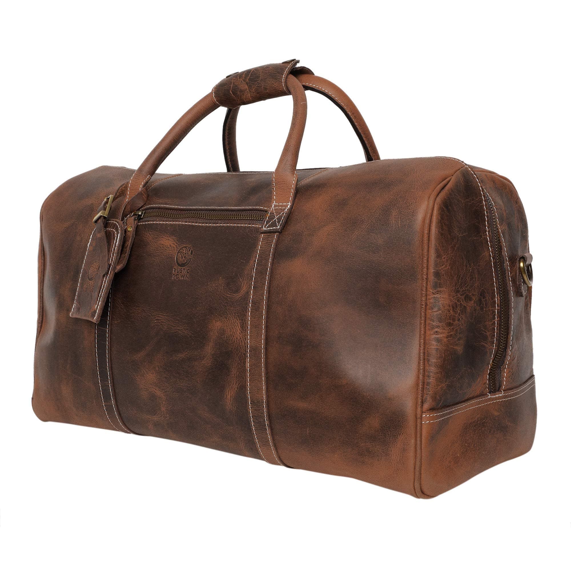 Handmade Leather Travel Duffel Bag - Airplane Underseat Carry On Bags by Rustic Town