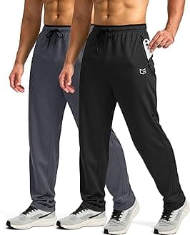 G GradualMen's Sweatpants with Zipper Pockets Open Bottom Athletic Pants for Men Workout, Jogging, Running, Lounge