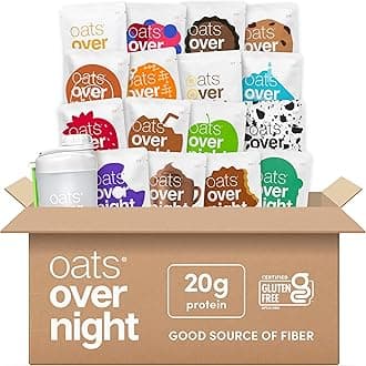 - Oats Overnight Ultimate Variety Pack - High Protein, 5g Fiber Breakfast Protein Shake, Gluten Free Oatmeal, Non GMO Oatmeal - Green Apple Cinnamon, Coconut Cream Pie & More (16 Pack + Shaker Bottle)