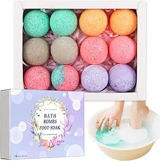 Foot Bath Bombs 12 Pack,Organic Foot Soak with Bath Salt,Foot Spa Bomb Rich Essential Oils for Dry Cracked, Athletes Foot, Stubborn Foot Odor Scent,Tired Sore Feet