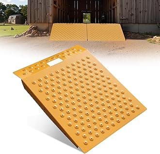 VNN 29" x 24" Shed Ramp for Riding Mower - 750 LB Capacity Shed Ramps, Anti-Slip Punch Plate Ramp for ATV, Motorcycles, Garages & Barns (1PC, Yellow, Alloy)