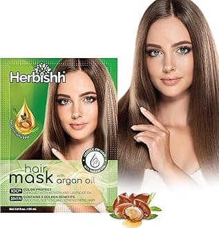 Herbishh Argan Hair Mask-Deep Conditioning & Hydration For Healthier Looking Hair-25gm for very Dry, Weak, Stressed Out Hair, No Sulphates, No Parabens