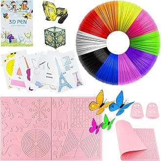 3D pen template, 3D printing pen, PLA silk, silicone pad stencil, 3D pen template, finger protection, 10 colours, 1.75 mm, total 50 m, large silicone pad, note: this set does not contain 3D printing