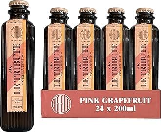 LE Tribute Pink Grapefruit Soda | Case of 24 x 200ml Bottles | Multipack | Made with Natural Grapefruit, Orange and Lemon Juice | Premium Mixer | Perfect for a Paloma Cocktail