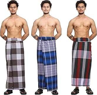 Cotton Stitched Lungis Pack Of 3 Ready To Wear (2.25Meter)