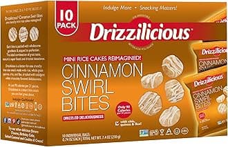 Mini Rice Cakes Cinnamon Swirl - Rice Crisps, Healthy Snack for Adults and Kids, Flavored Rice Cakes, Vegan, Gluten Free, Allergen Free, Only 90 Calories Per Bag - 0.74 oz (Pack of 10)