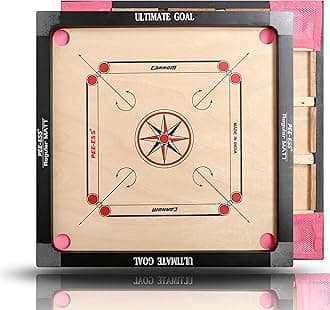 Ultimate Goal Sports Carrom Board | Shiny Gloss Finish Large Size Carrom Board With Coins And Striker For Kids And Adult - 32 X 32 Inch