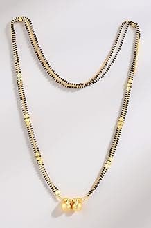 MEENAZ Jewellery's Traditional Temple Forming 1 g Gold Wedding Meenakari Maharashtrian Stylish Golden and Black Wati Tanmaniya Mangalsutra for Women MS-ME917