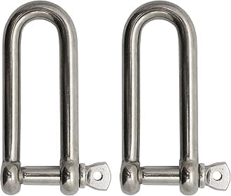 Extreme Max 3006.8207.2 BoatTector Stainless Steel Long D Shackle - 3/8", 2-Pack