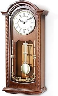 AYRELY® 65cm Vintage Grandfather Clock with Pendulum and Chimes, Hourly/Quarter-Hour Chimes, Elm Wood Frame, Large Classic Wall Clock for Living Room, Home Décor Gift