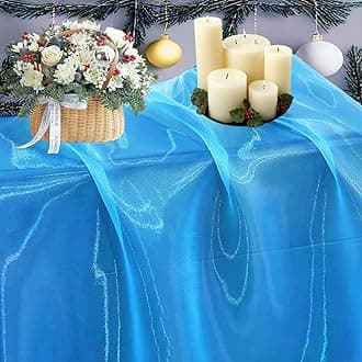 MDS Pack of 85 Yard Sheer Organza Fabric for Wedding Party Home Event Banquet Decorations, Backdrop Curtain Craft Dress Sewing Fashion DIY Crystal Organza Tulle Fabric Bolt 44” Wide - Blue