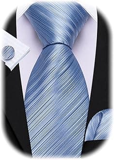 Tie Sets for Men Silk Stripe Necktie Woven Checkered Handkerchief Cufflinks Formal Business Wedding