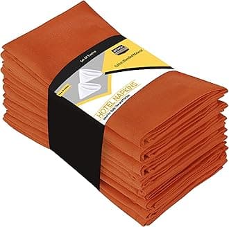 Utopia Kitchen Cloth Napkins [12 Pack] 46x46cm, Cotton Blend Washable and Reusable Table Dinner Napkins for Hotel, Lunch, Restaurant, Weddings, Event and Parties (Orange)OEKO-TEX STANDARD 100