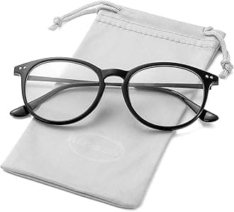 Non Prescription Clear Lens Fake Glasses for Women Men Retro Round Plastic Frame Eyeglasses