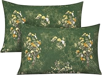 2 Pack Pillowcases, 100% Egyptian Cotton, 400 Thread Count, Floral Printed Pillow Covers, Soft & Breathable Bedding