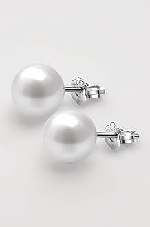 925 Silver Classic Pearl Earrings for Women | 92.5 Sterling Silver & Brilliant Lustre Pearls | Lovely Gift for Women