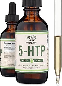 Double Wood Supplements 5 HTP Liquid Drops - More Absorbable and Effective Than 5HTP Capsules (60 Servings of 50mg 99%+ 5-HTP) Serotonin for and Sleep