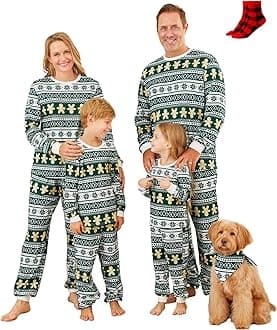 PATPAT Christmas Family Matching Pajama Sets Includes Christmas Socks - Perfect for Family Photos & Holiday Celebrations