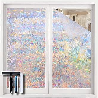 Volcanics Privacy Window Film Decorative Window Cling Glass Film Reflective 3D Window Film 60 x 200CM Non-Adhesive Window Stickers Static Cling Window Covering
