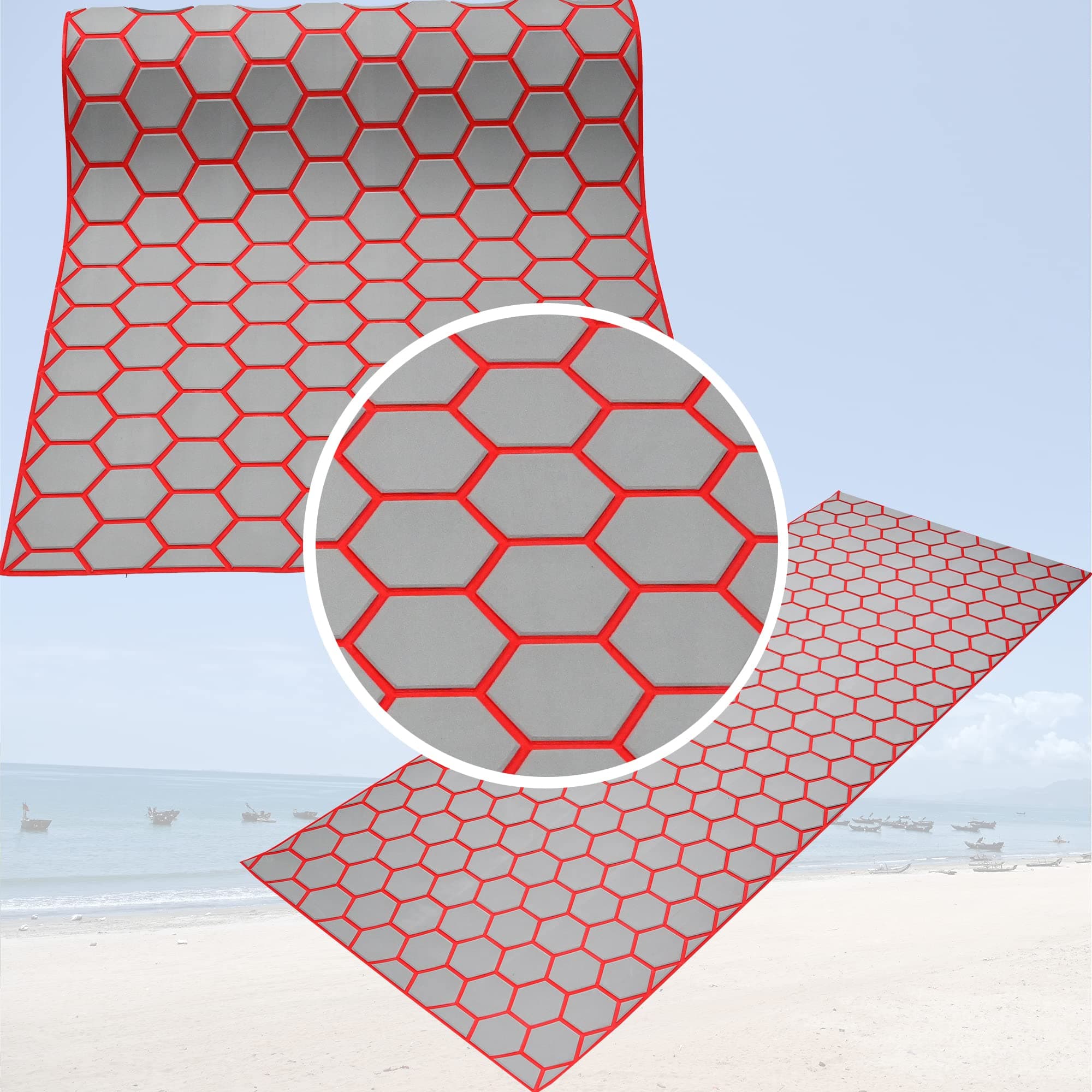 94.5"X 35.4"Hexagonal Stripes EVA Self-Adhesive Boat Decking Sheet Marine Yacht RV Swimming Pool Boat Flooring Sheet Thick Non-Skid mat