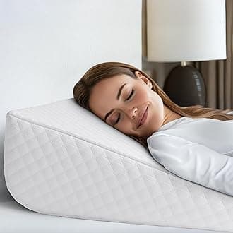 Bed Wedge Pillow | Unique Curved Design for Multi Position Use | Memory Foam Wedge Pillow for Sleeping | Works for Back Support, Leg, Knee | Includes Cover Plus Extra Sheet (White)