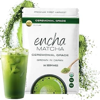 Encha Matcha - Ceremonial Grade Matcha Powder, Organic First Harvest Japanese Green Tea Powder, From Uji, Japan (60g/2.12oz)