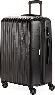 7272 Energie Expandable Hardside Luggage With Spinner Wheels and TSA Lock, Black, Checked-Medium 24-Inch