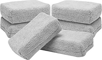 VIKING Microfiber Applicator Pads, Rectangular Polishing Pad, Cleaning Pads for Car Detailing, 3 Inch x 5 Inch, Grey, 6 Pack