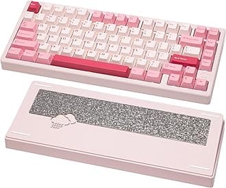 KEEBMONKEY WOBKEY Rainy 75 CNC Aluminum HMX/JWK/Cocoa Switches Triple-Mode Connectivity Mechanical Keyboard with Superior Acoustics, RGB/FR4/Silver SUS304/7000mAh/Cocoa Switch (Pro - Pink)