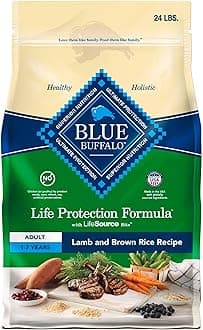 BLUE BUFFALO Life Protection Formula Adult Dry Dog Food, Helps Build and Maintain Strong Muscles, Made with Natural Ingredients, Lamb & Brown Rice Recipe, 24-lb. Bag