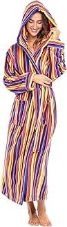 Alexander Del Rossa womens Robe, Long Plush Bathrobe With Hood, Hooded Robes for Women Plus Size Bath Robe Cozy